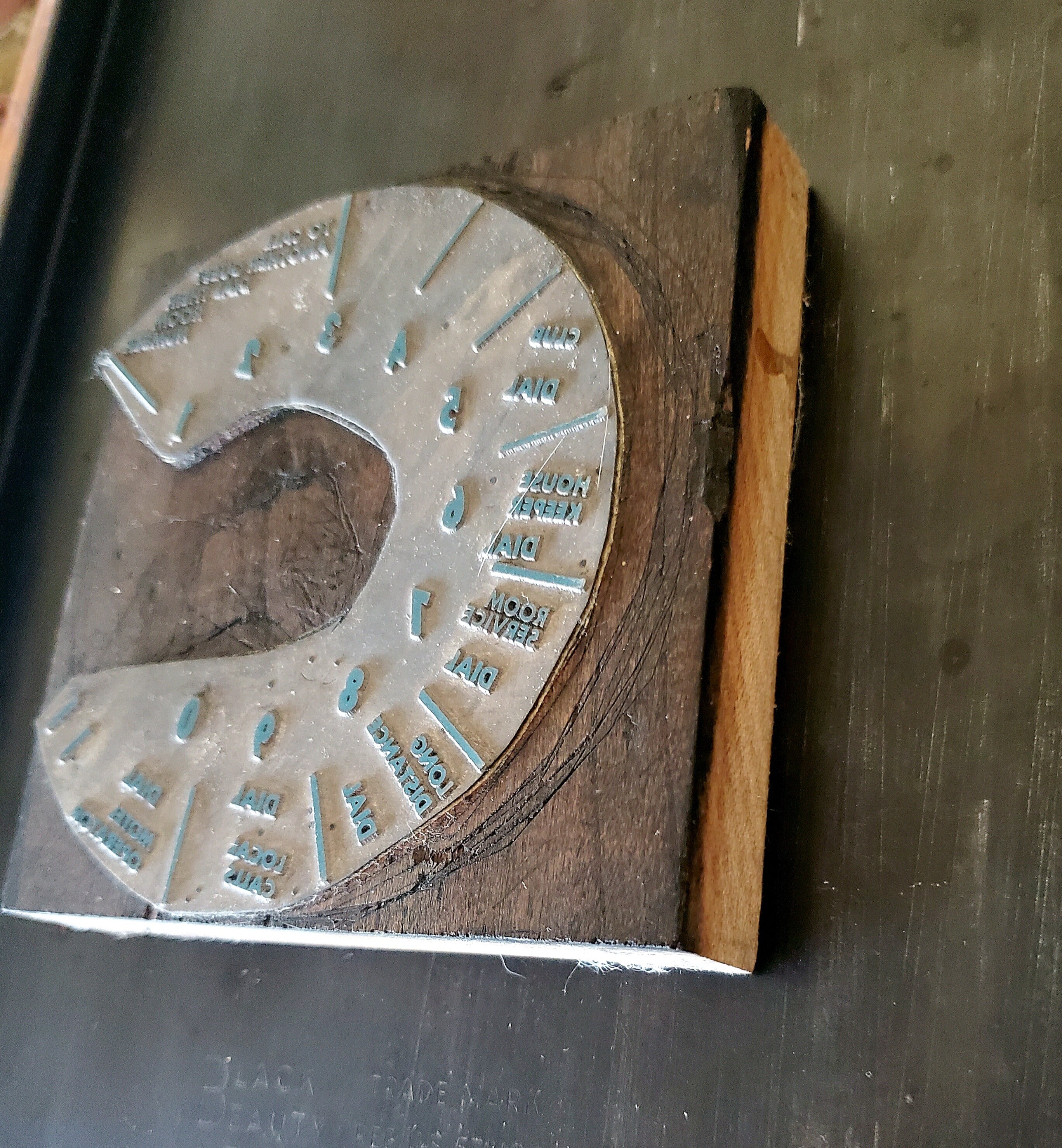 Vintage Letterpress Printing Block Stamp Wood Motel Phone Dial and ...