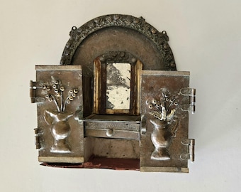 Vintage Folk Art Doll Wardrobe Shrine Wall Piece FREE Shipping
