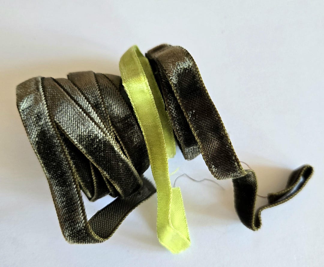 Vintage French Velvet Ribbon Lot: Brown & Chartreuse, 3 Pieces - Etsy
