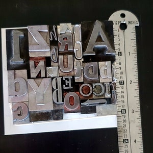 Vintage Letterpress Metal Type Mixed Fonts Uppercase Lowercase Numbers FREE Shipping image 4