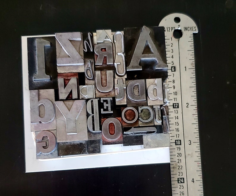 Vintage Letterpress Metal Type Mixed Fonts Uppercase Lowercase Numbers FREE Shipping image 4