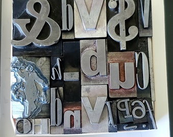 Vintage Letterpress Metal Type Mixed Fonts Uppercase Lowercase Numbers FREE Shipping