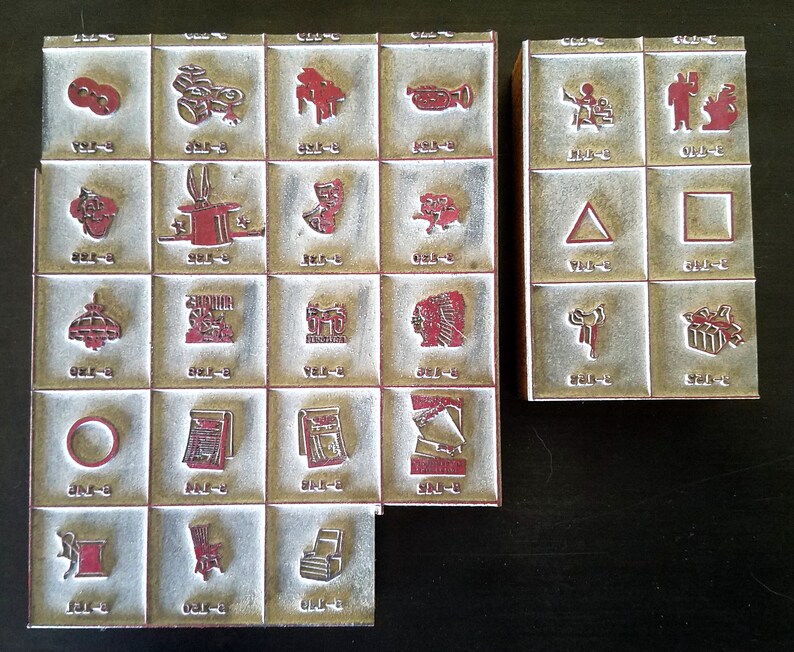 Vintage Letterpress Printing Blocks Cuts Stamps Wood FREE Ship 2 Piece Uncut 25 blocks