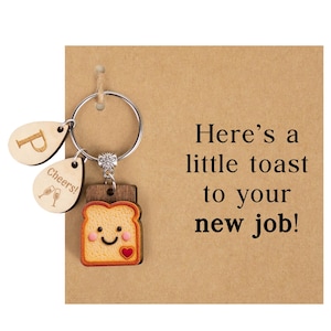 PERSONALIZED A Little Toast to Your New Job – Cute Toast Keychain with Gift Card – Farewell, Graduation, or New Beginning Gift