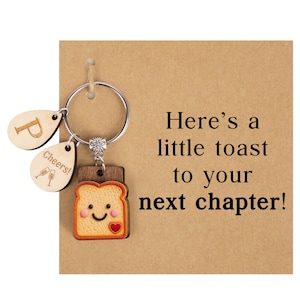 PERSONALIZED A Little Toast to Your Next Chapter – Cute Toast Keychain with Gift Card – Farewell, Graduation, or New Beginning Gift