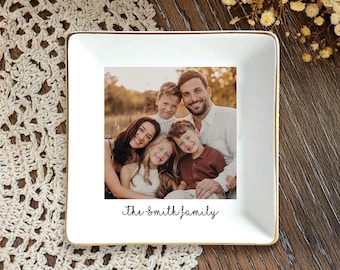 Personalized  Bestie Photo Ring Dish, Ceramic Jewelry Dish, Gift For Mom, Friends, Girl Friend, Ceramic Trinket Tray for Best Friend