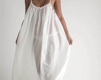 White Strapped Long Flowy Cotton Voile Bridal Lingerie Honeymoon Nightdress bridesmaid dress Night dress White Strapped Long Flowy Cotton Voile Bridal Lingerie Honeymoon Nightdress bridesmaid dress Night dress