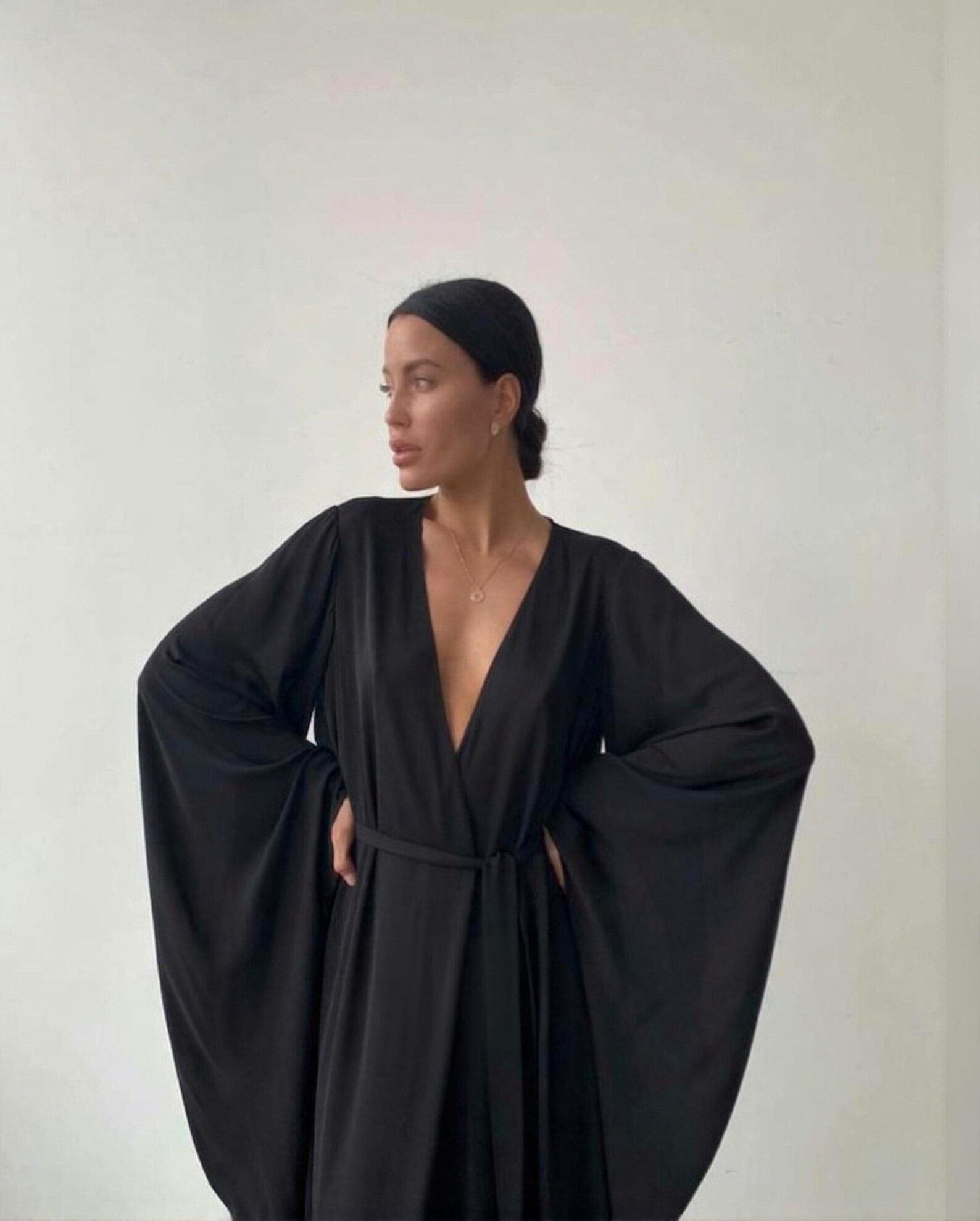 Bell Ringing Robe Nightgown Silk Bridal Robe, Bell Sleeve Kimono Dress Slip Dress - Etsy