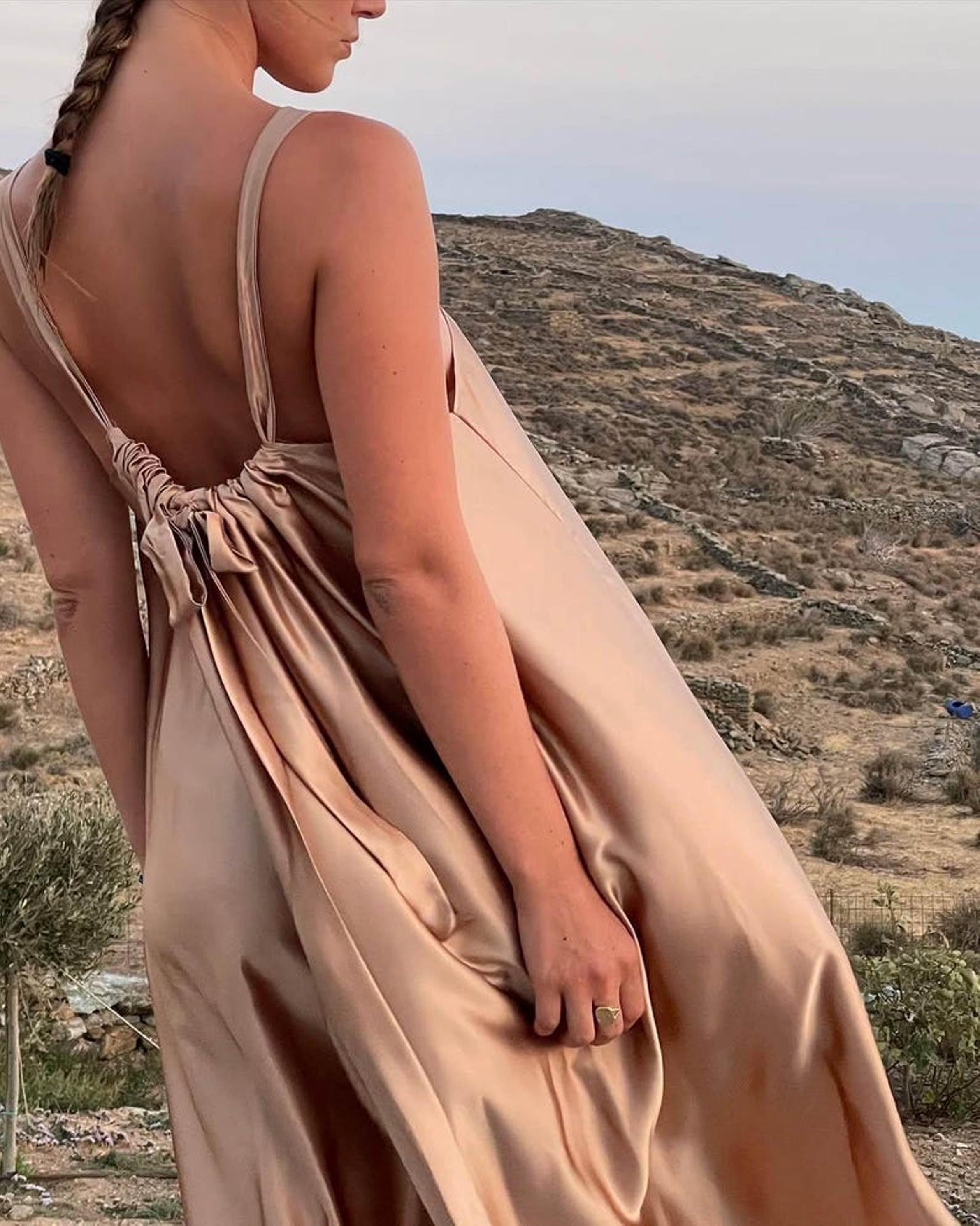Brown Satin Slip Dress - Etsy