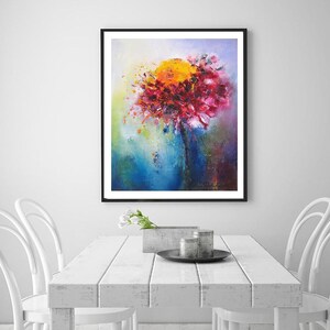 Abstract flower wall art print rustic floral prints modern farmhouse kitchen decor Shabby chic wall decor bright large floral abstract art image 6