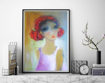 Ukrainian Girl portrait painting abstract wall art print figurative artwork