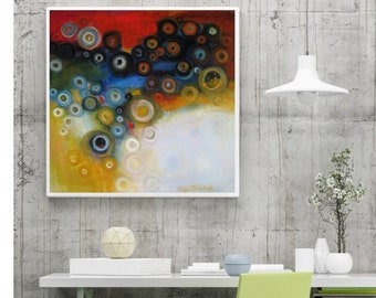 Modern abstract wall art painting square art canvas prints archival paper giclee canvas roll or ready to hang stretched canvas office decor