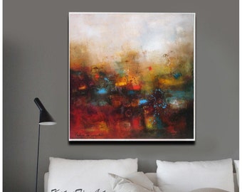 Abstract wall art canvas print, modern colorful home office contemporary paper or canvas ready to hang wall art stretched canvas Etsy
