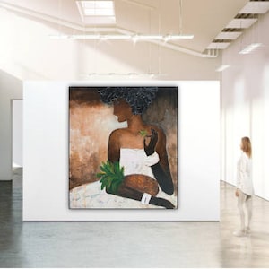 African American wall art black Woman portrait painting canvas art prints abstract female artwork African women face extra large canvas art image 2