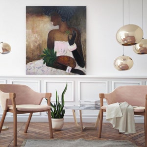 African American wall art black Woman portrait painting canvas art prints abstract female artwork African women face extra large canvas art image 5