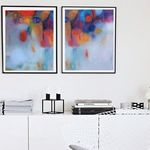 Diptych abstract canvas wall art set of 2 piece prints, giclee canvas two fine art print modern abstract contemporary artwork ready to hang image 3