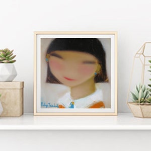 Original canvas Figurative abstract wall art girl painting happy child Girl painting oil on canvas image 2