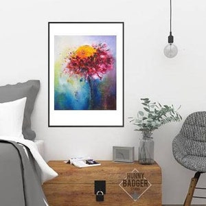 Abstract flower wall art print rustic floral prints modern farmhouse kitchen decor Shabby chic wall decor bright large floral abstract art image 8