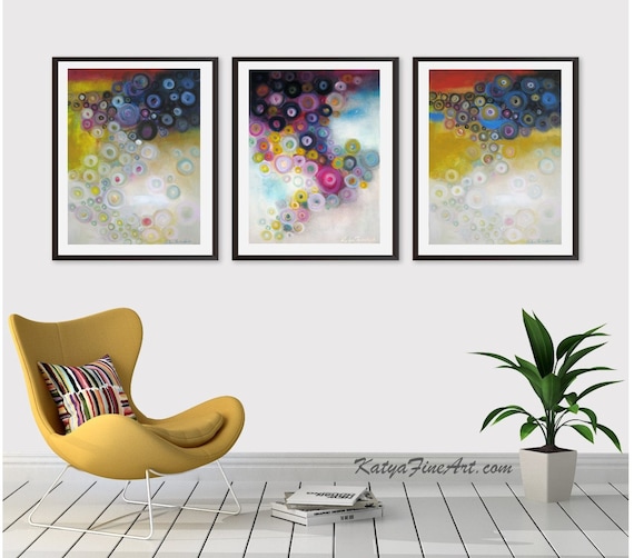 Abstract Triptych Three Piece Wall Art Print Set of 3 Canvas | Etsy