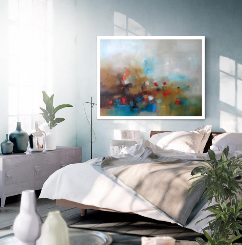 coastal prints bedroom or living room modern office artwork beach painting blue seascape Extra large wall art abstract canvas print ocean