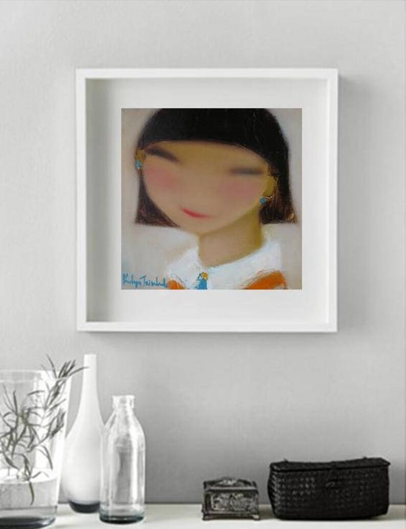 Original canvas Figurative abstract wall art girl painting happy child Girl painting oil on canvas image 6