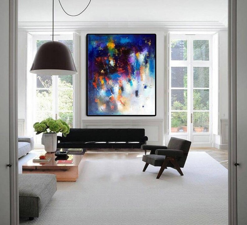 Abstract Wall Art Print Cobalt Blue Decor Art Canvas Extra Etsy