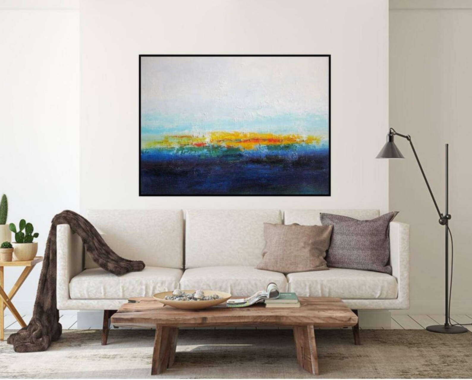 Large Beach Painting Abstract Seascape Wall Art Canvas Print | Etsy