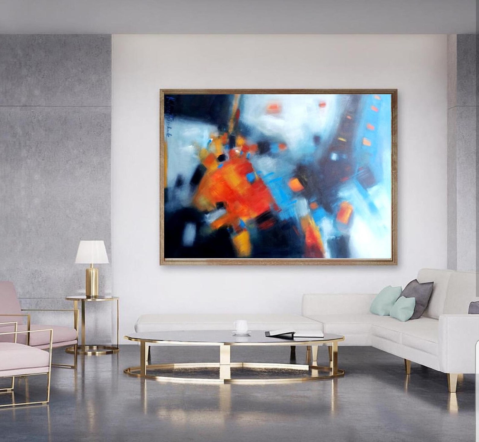 Extra Large Abstract Art Canvas Navy Blue Red Wall Art Canvas Etsy