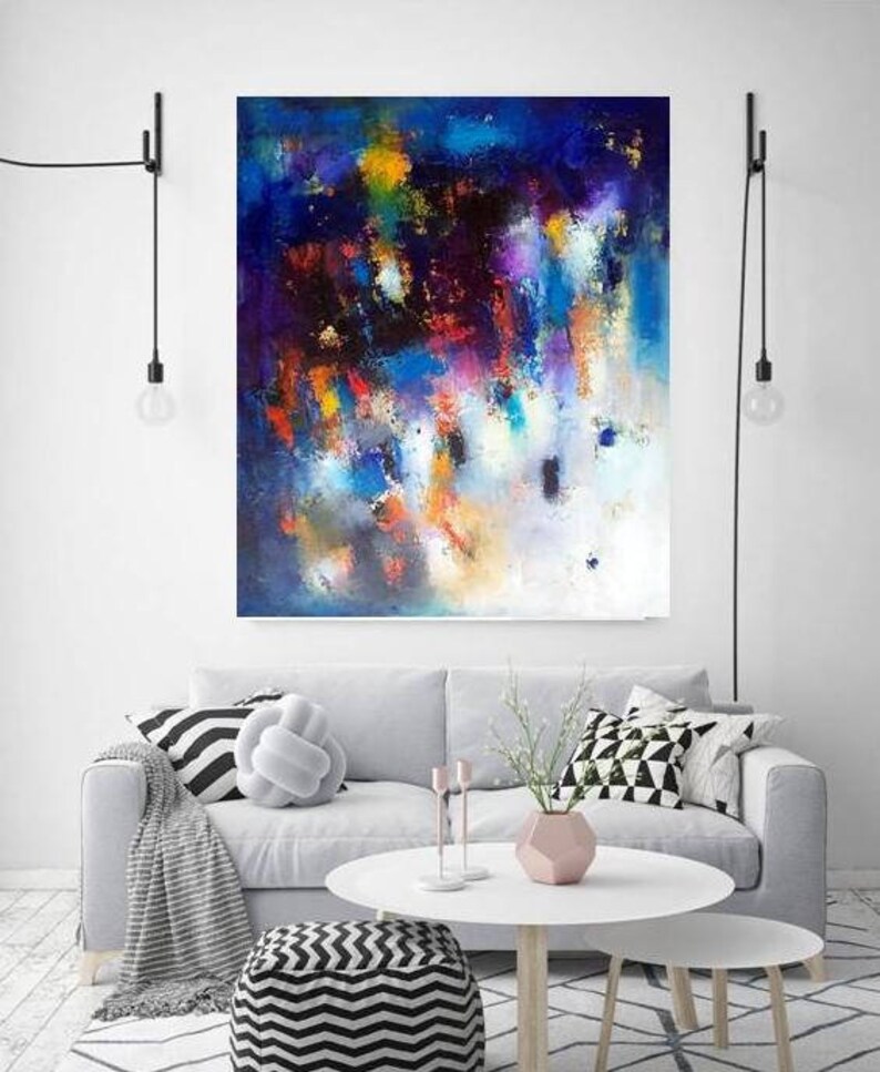 Abstract Wall Art Print Cobalt Blue Decor Art Canvas Extra Etsy