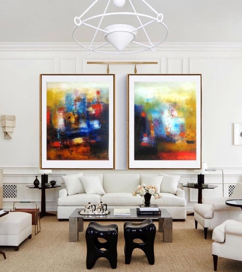 Abstract Wall Art Set of Two Prints 2 Piece Wall Art Large Etsy