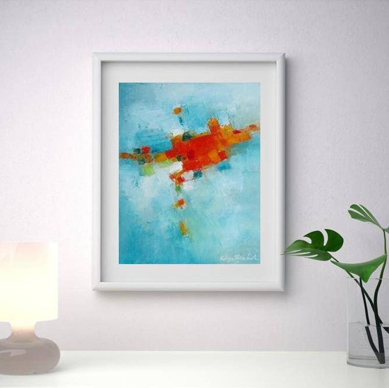 Abstract Wall Art Print Giclee Canvas Turquoise Blue and Etsy