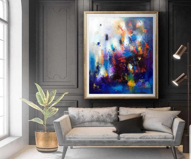 Abstract Wall Art Print Cobalt Blue Decor Art Canvas Extra Etsy