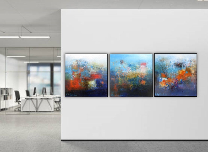 Abstract Wall Art Square Prints Set Triptych Set of 3 Piece Etsy
