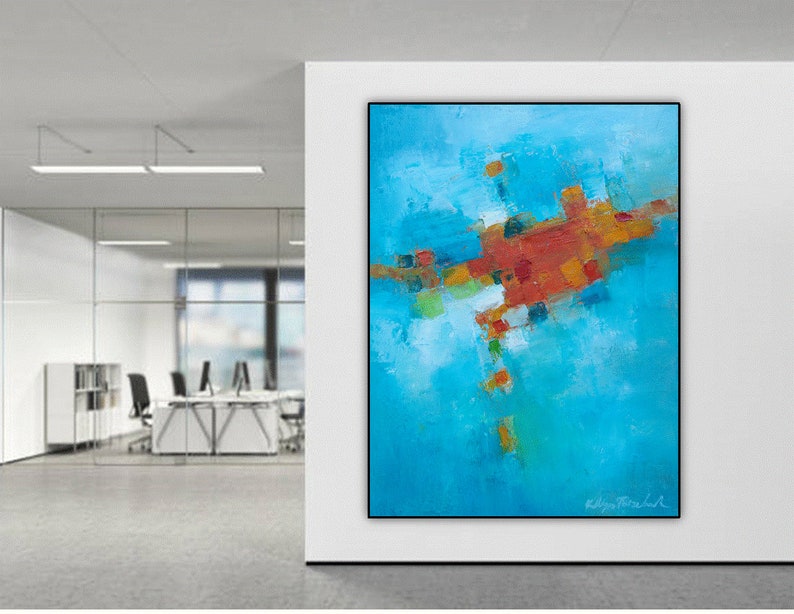 Abstract Wall Art Print Giclee Canvas Turquoise Blue and Etsy