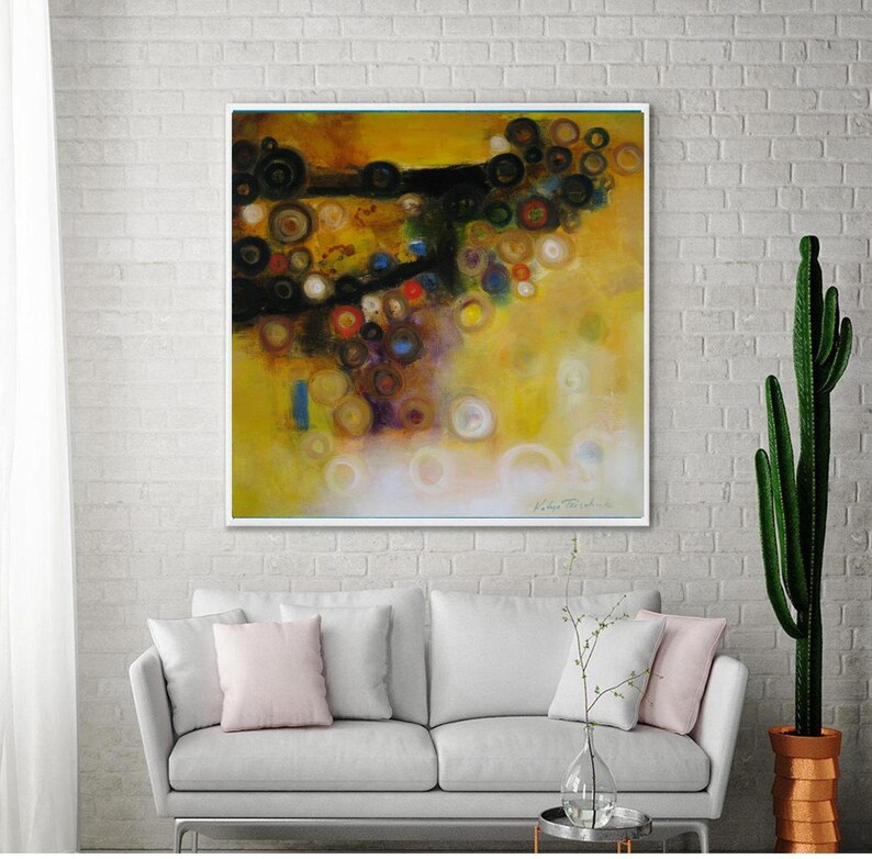 Wall Art Mustard Yellow Abstract Art Canvas Modern Print Etsy