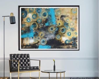 抽象画、モダン抽象画、抽象画、ブルーの絵画、オリジナル抽象画