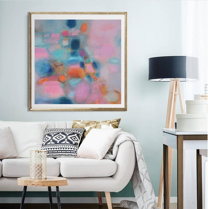 Extra Large Pastel Abstract Wall Art Canvas Oversized Print Etsy