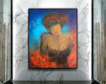 Afro-Amerikaanse vrouw portretkunstdruk: canvaskunstwerk in figuratieve stijl