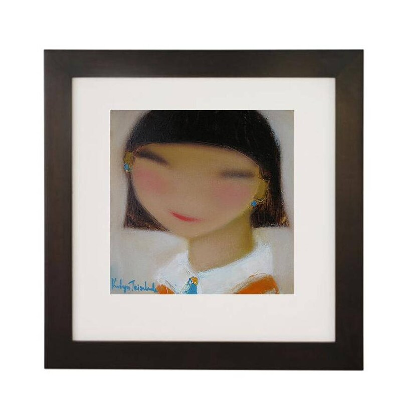 Original canvas Figurative abstract wall art girl painting happy child Girl painting oil on canvas image 7