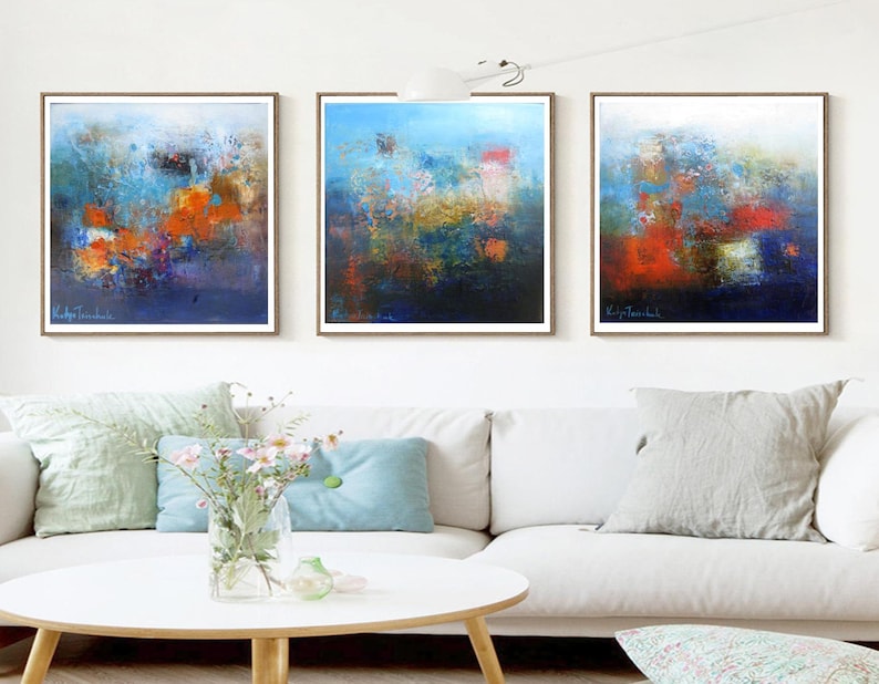 Abstract Wall Art Square Prints Set Triptych Set of 3 Piece Etsy