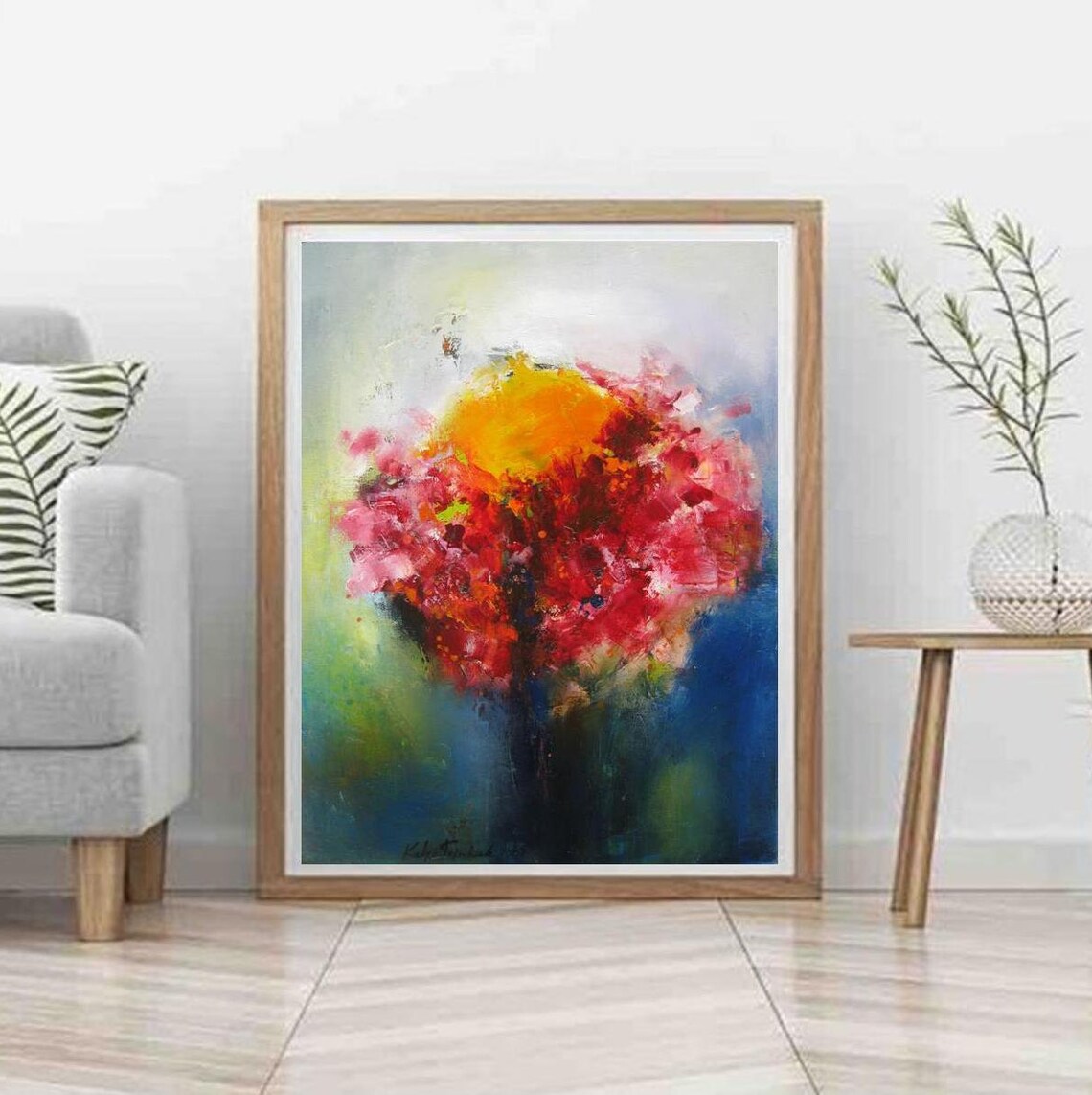 Pink Peony Painting Botanical Abstract Canvas Wall Art Print Etsy