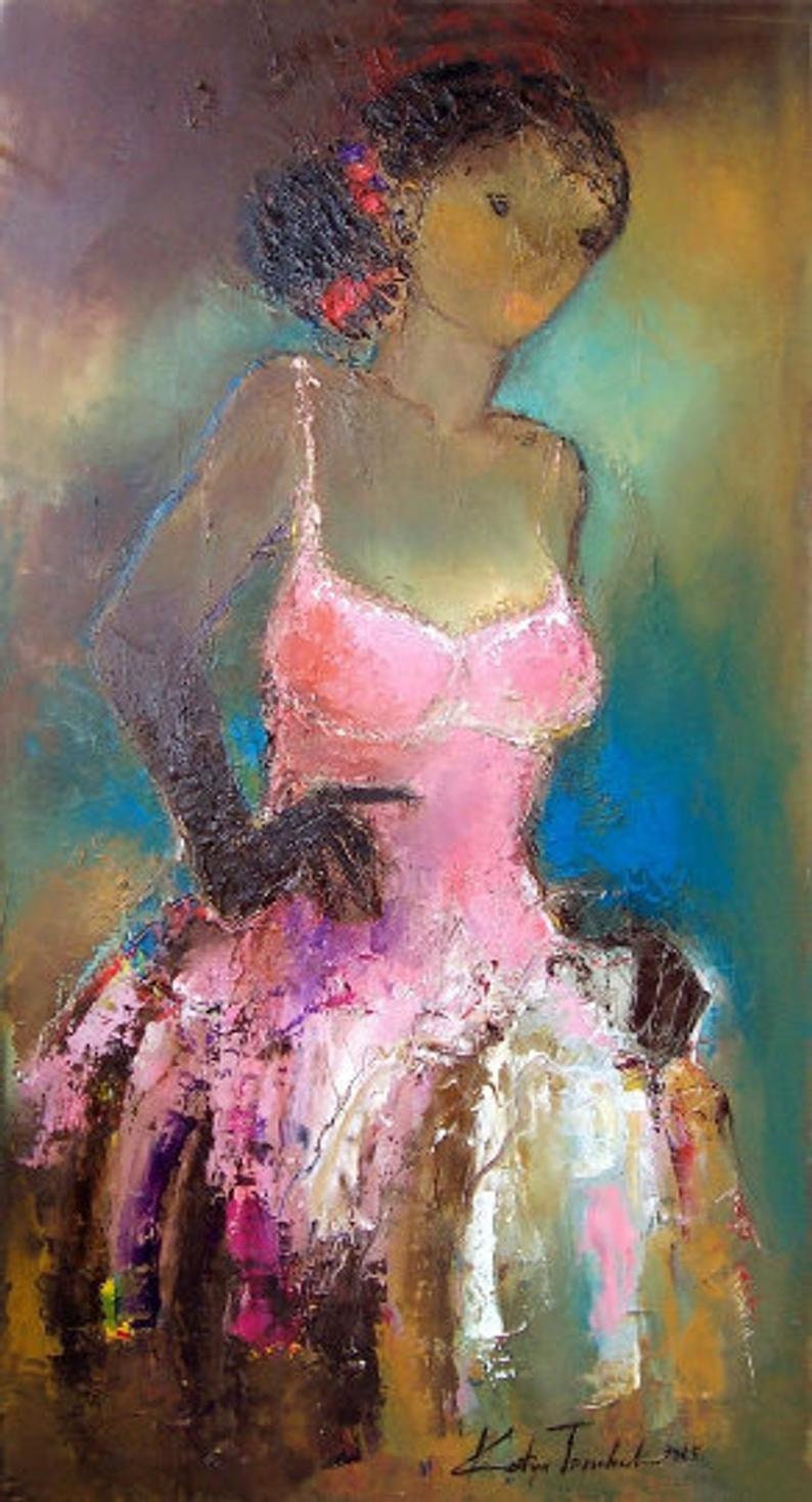 African American art black woman painting abstract portrait | Etsy