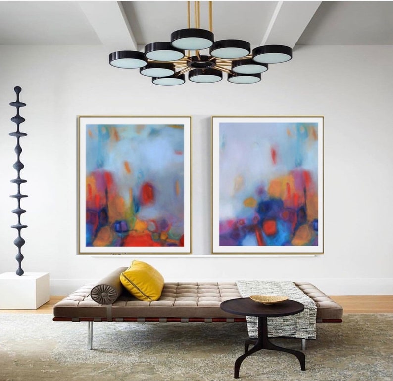 Diptych abstract canvas wall art set of 2 piece prints, giclee canvas two fine art print modern abstract contemporary artwork ready to hang image 7