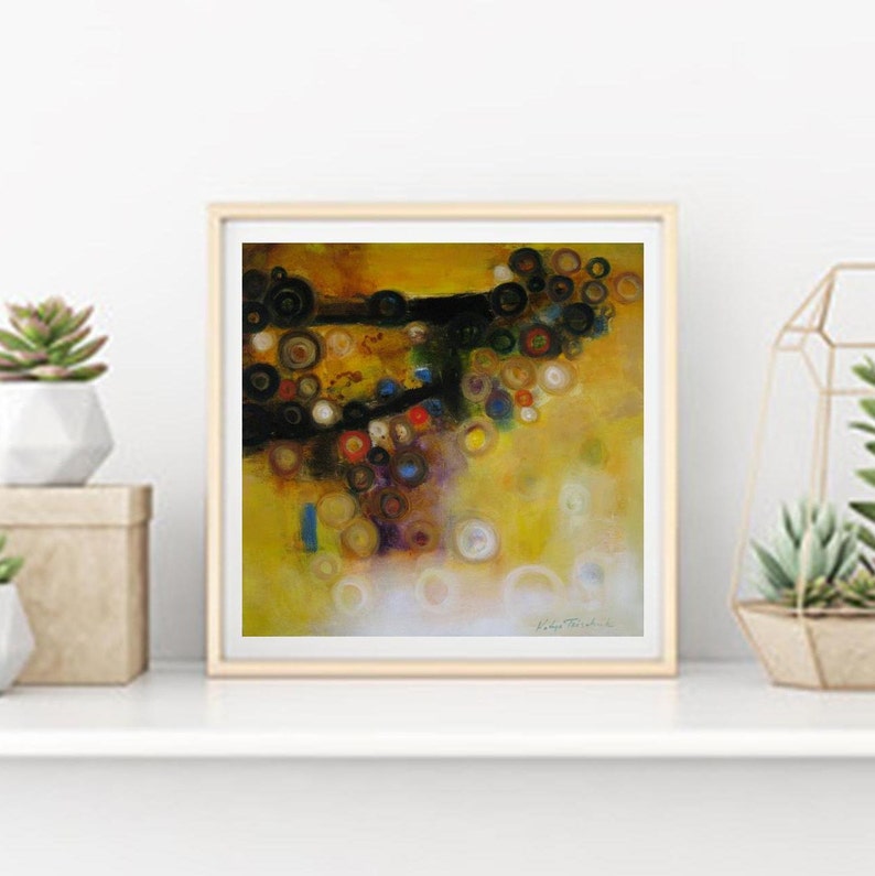 Wall Art Mustard Yellow Abstract Art Canvas Modern Print Etsy
