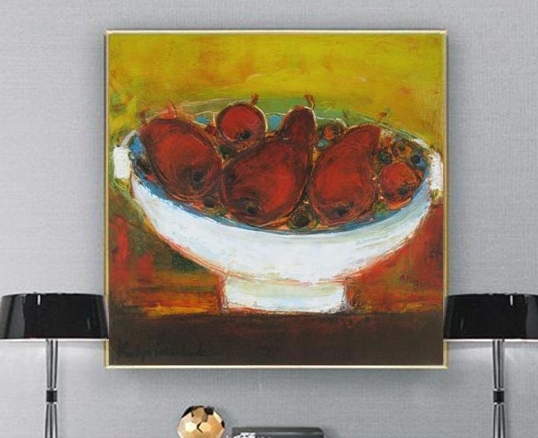 Original Oil Painting Fruit Still Life Artwork 12x12 Canvas, Bright Art  Work Kitchen Wall Decor Small Original Art Gift Square Painting Oil 