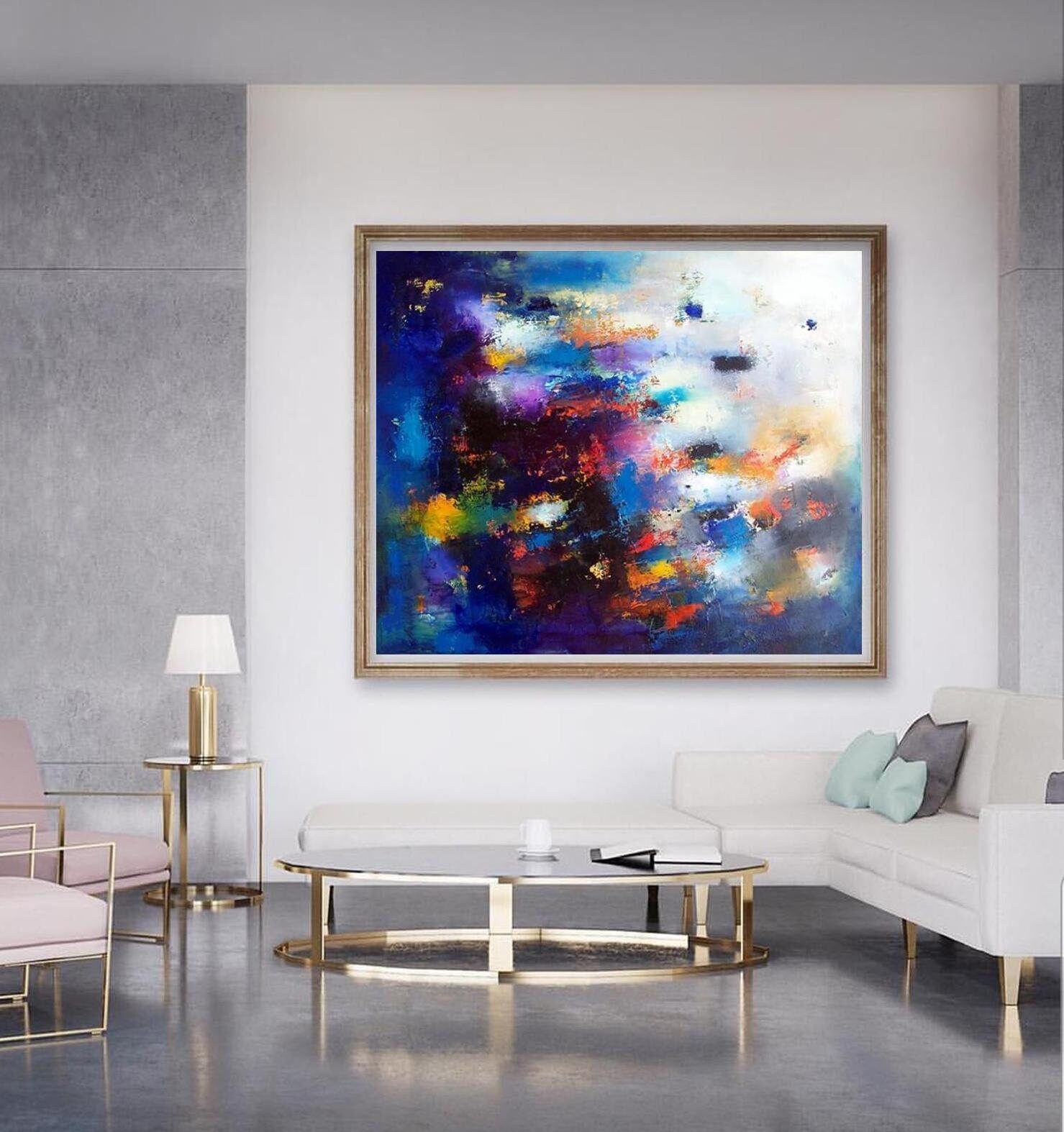 Cobalt blue wall decor art canvas abstract wall art print Etsy