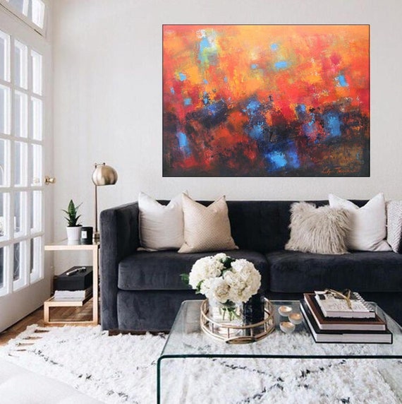 Red Black Abstract Art Contemporary Huge Wall Art Print Red Etsy