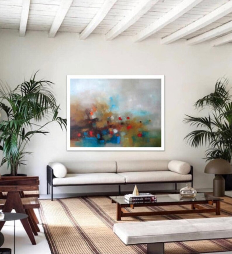 coastal prints bedroom or living room modern office artwork beach painting blue seascape Extra large wall art abstract canvas print ocean