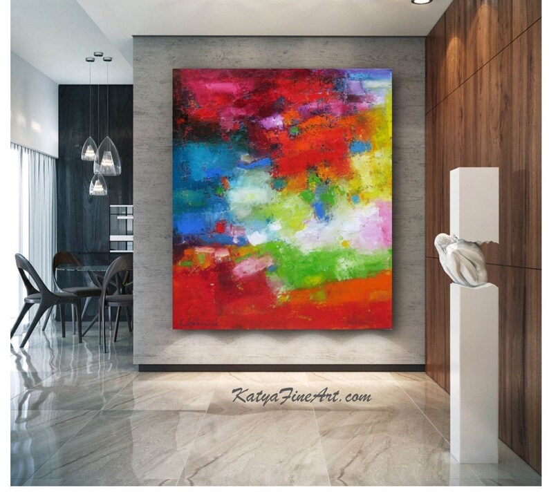 Large colorful abstract wall art print canvas painting bright Etsy