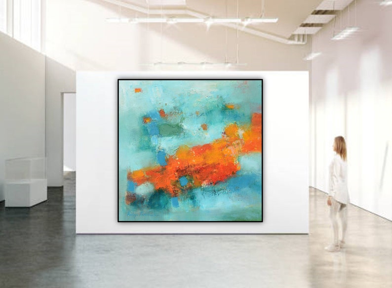 Turquoise Wall Art Extra Large Abstract Art Canvas Print Huge Etsy